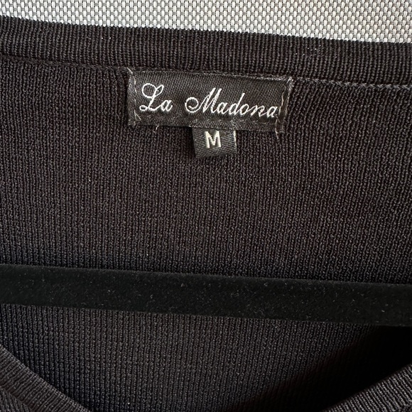 La Madona Black Embellished Butterfly Sweater – Sequin & Satin Appliqué V-Neck - Picture 5 of 8